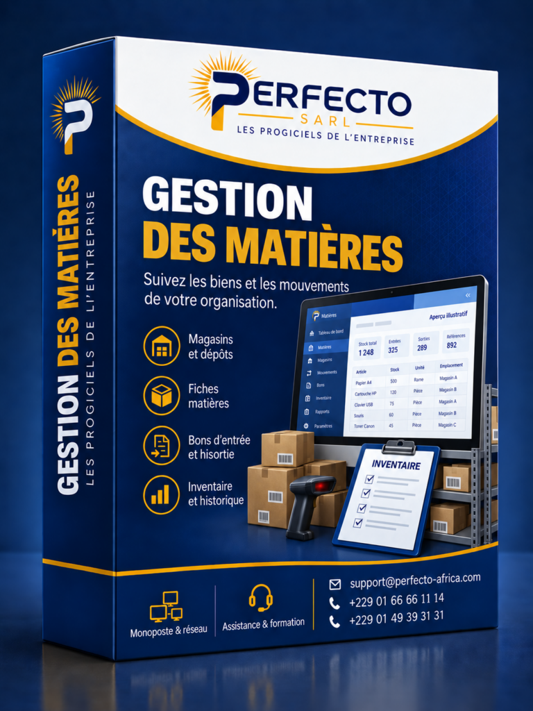 Boîte du logiciel Perfecto Gestion des Matières
