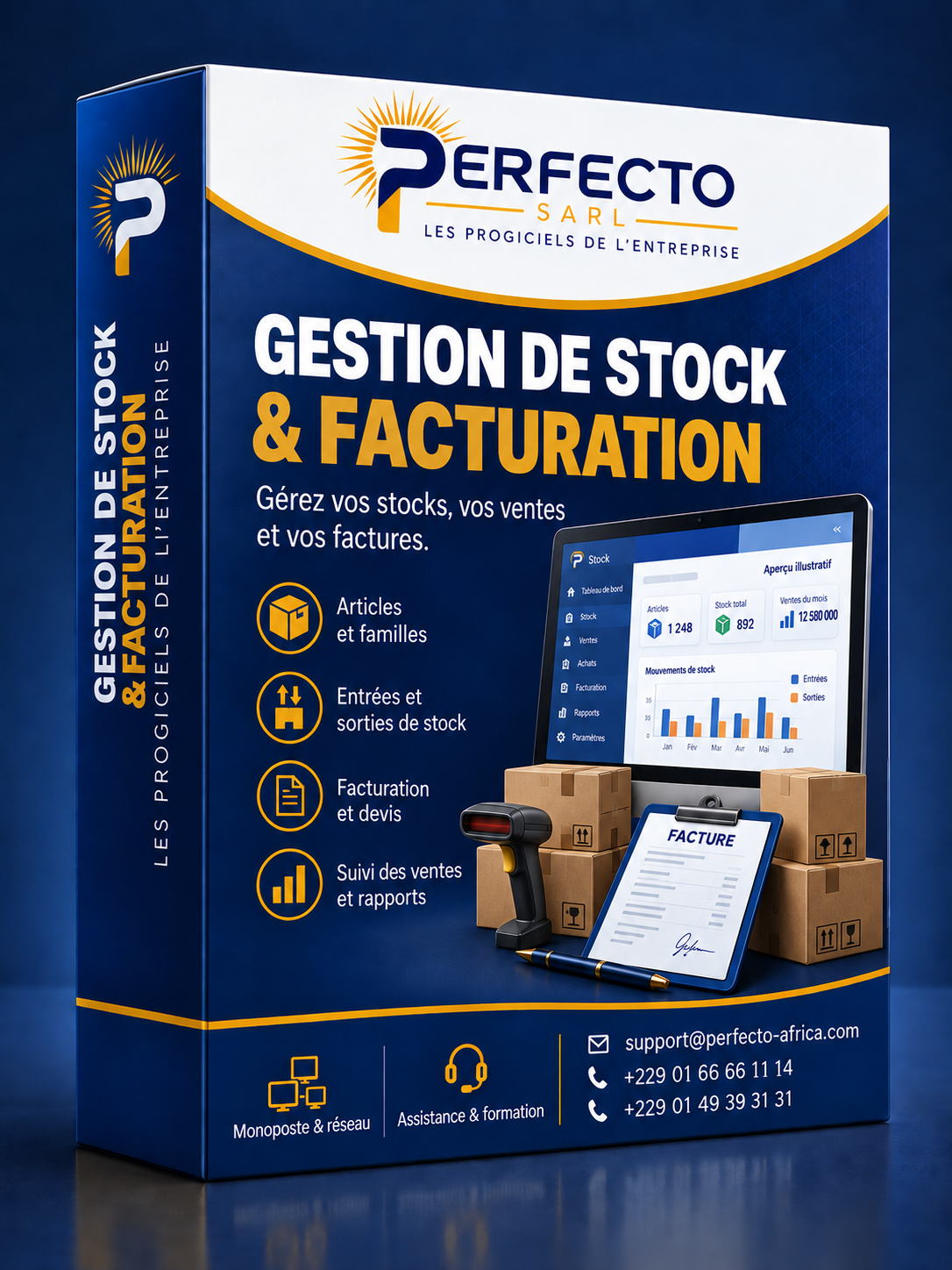 Boîte du logiciel Perfecto Gestion de Stock et Facturation